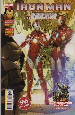 copertina di Salvador Larroca
			da The Invincible Iron Man 29 © Marvel Comics